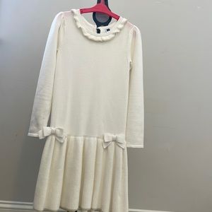 Janie and Jack White and Gold with ribbon dress